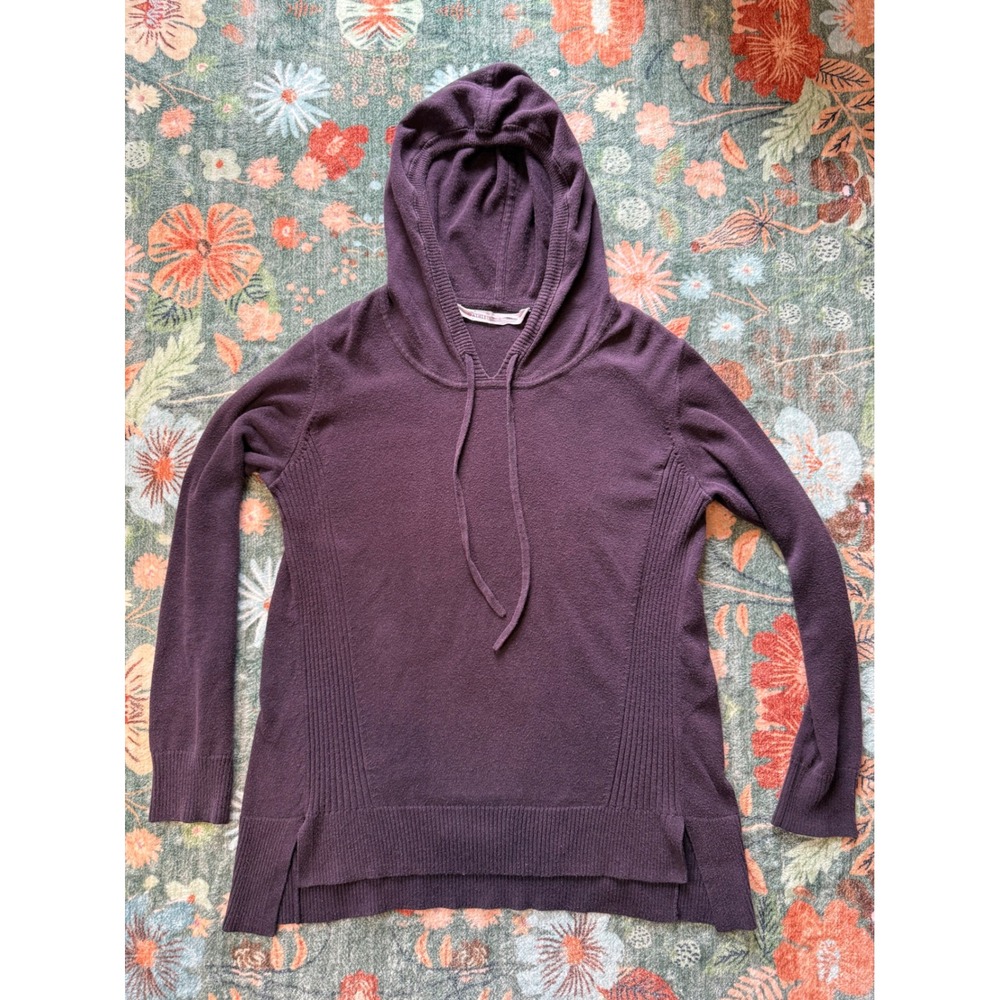 Athleta Womens Purple Hooded Sweater Knit Pullover High Low Hem S